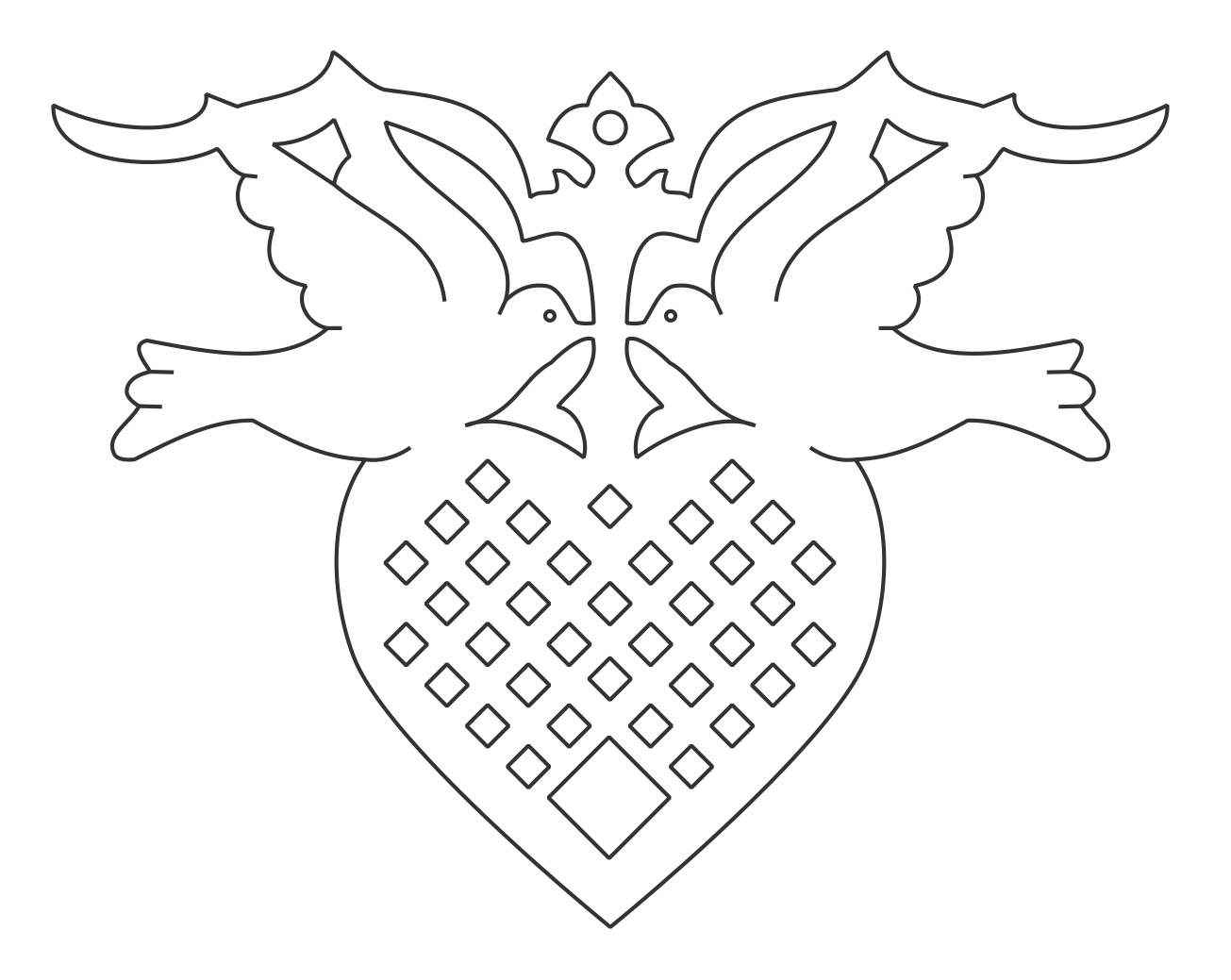 corazón con palomas