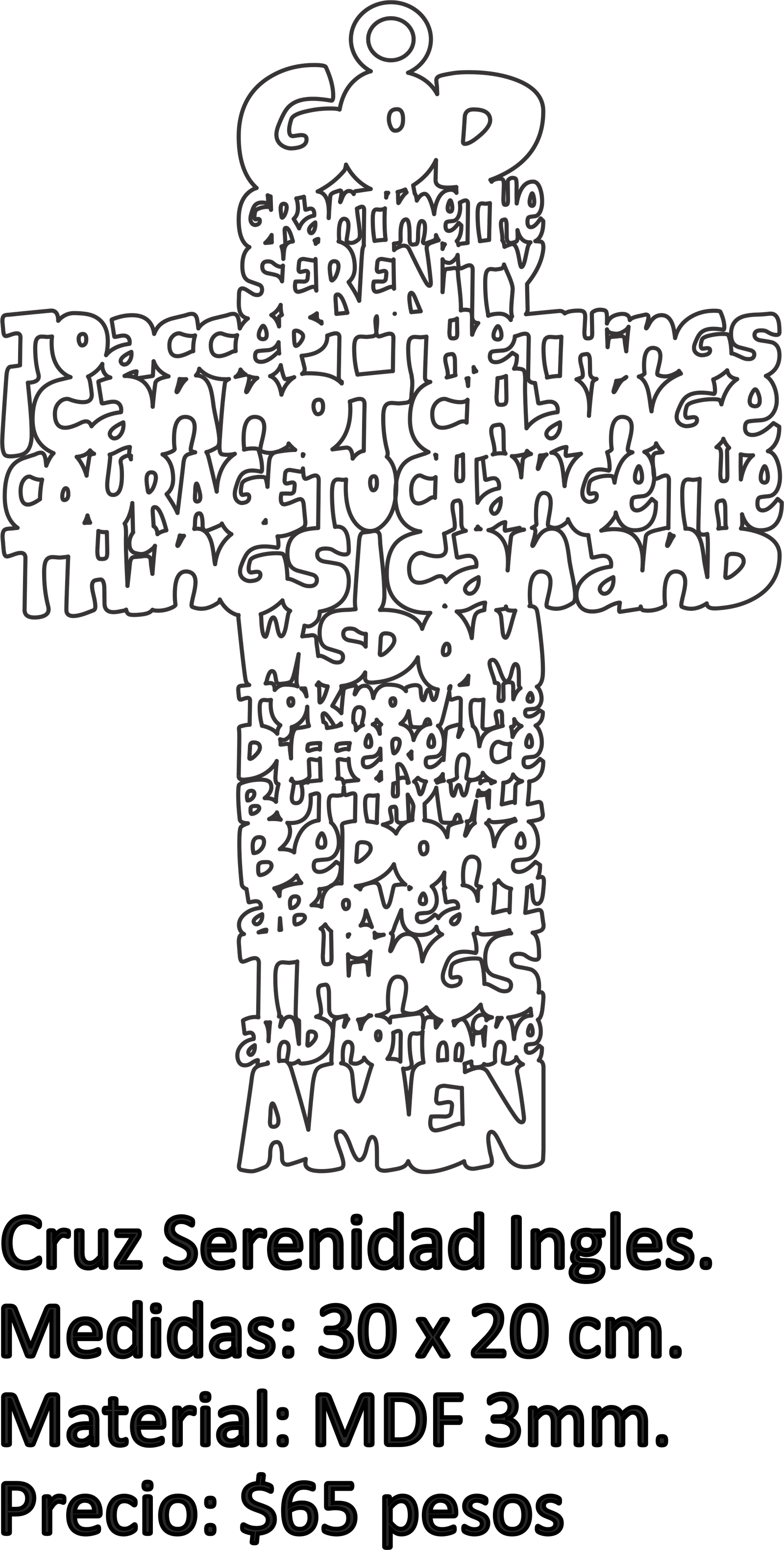 cruz plegaria de la serenidad inglés