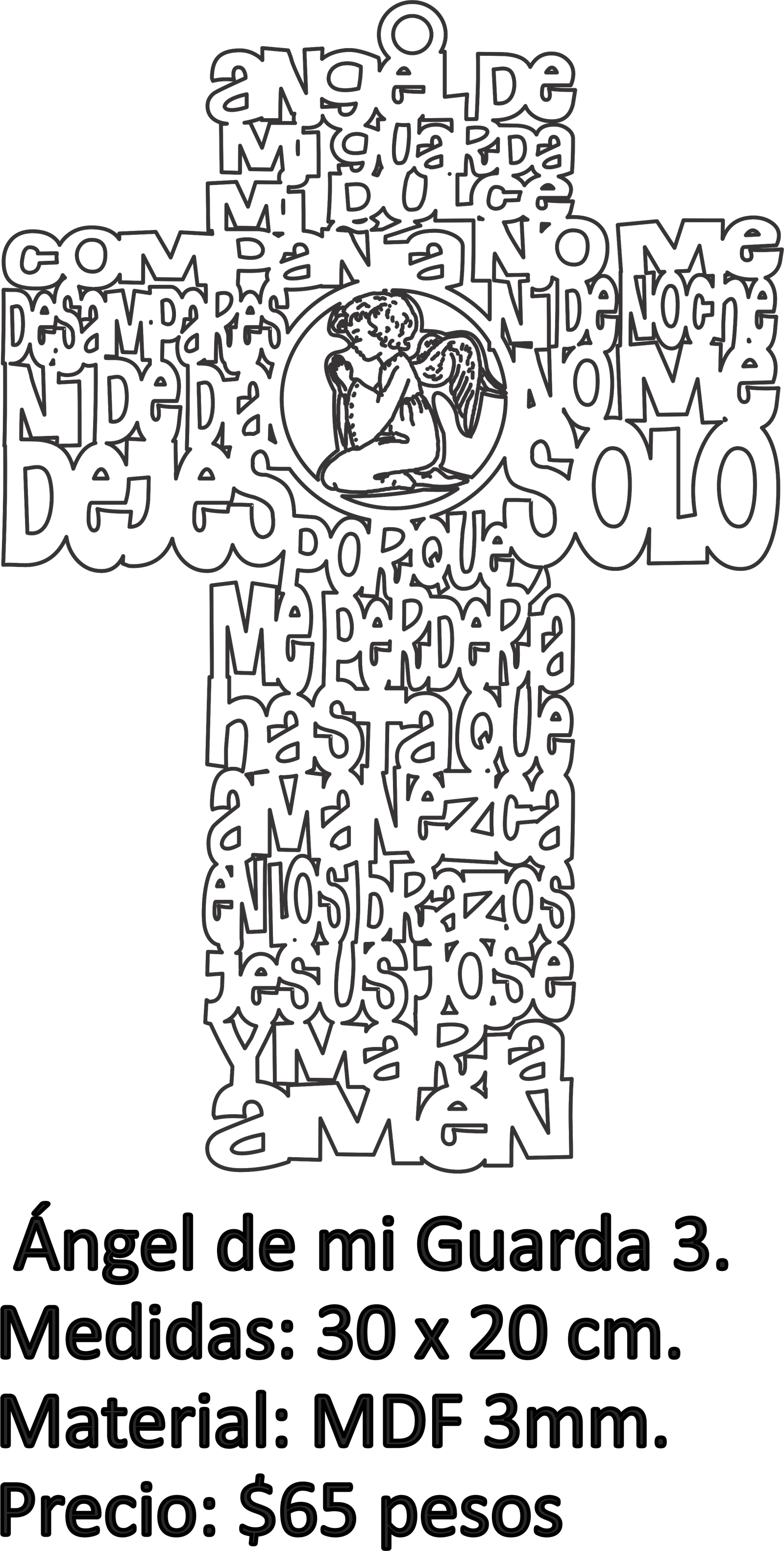 cruz ángel de mi guarda con ángel rezando