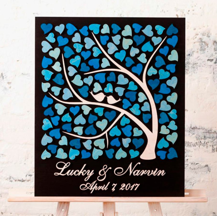 cuadro árbol de corazones