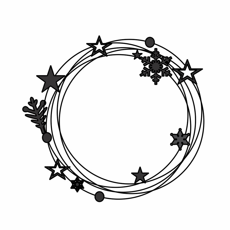 círculos estrellas y copos