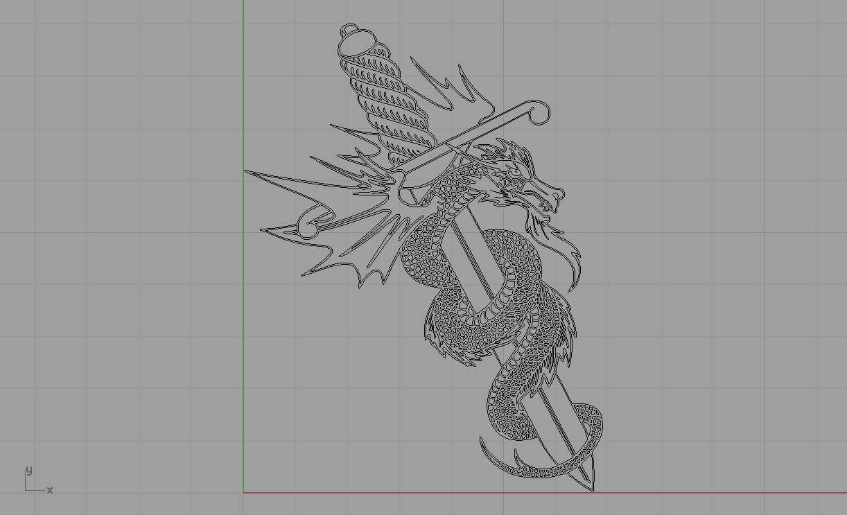 dragón rodeando una espada