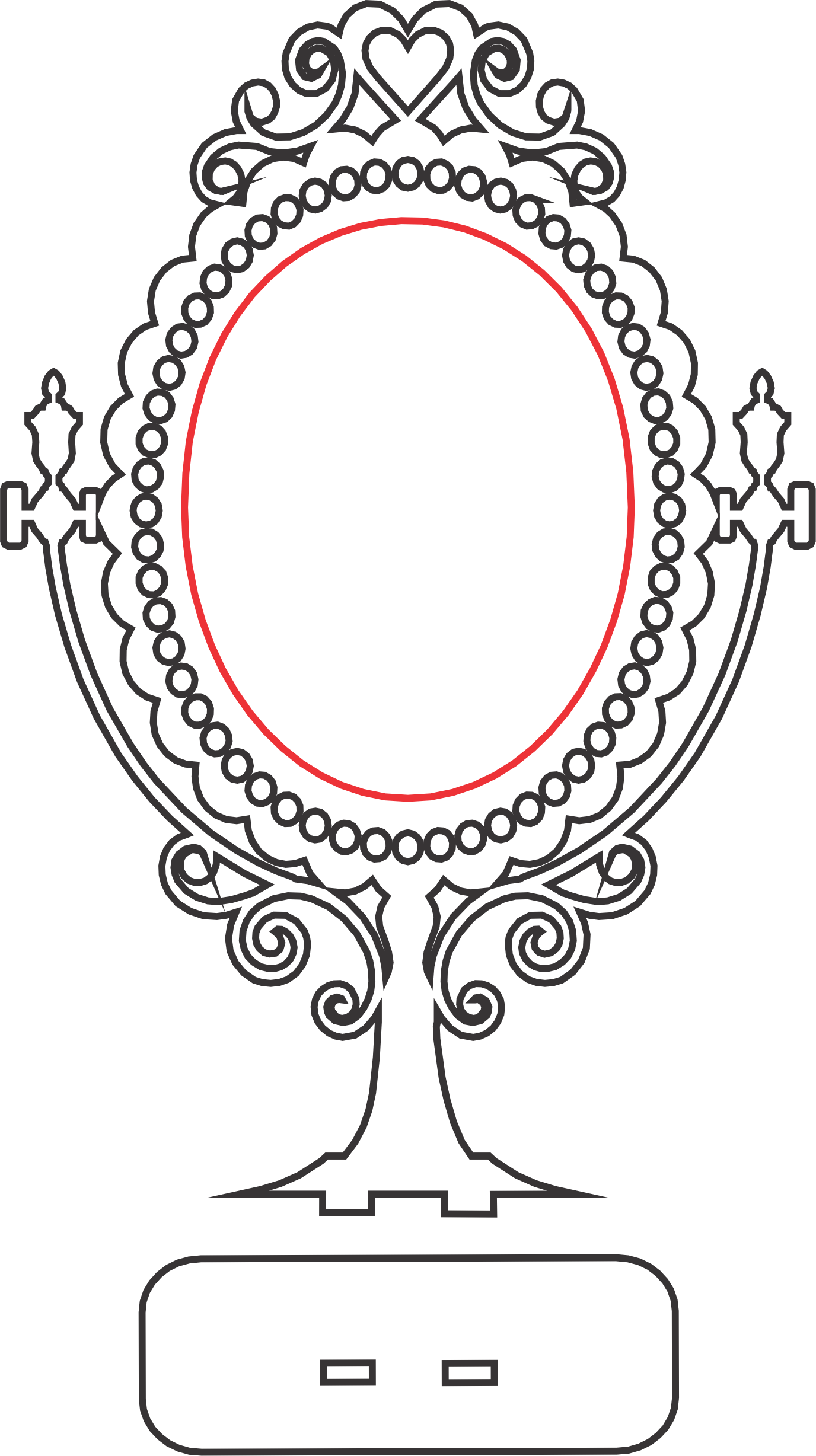 espejo giratorio simulado con base