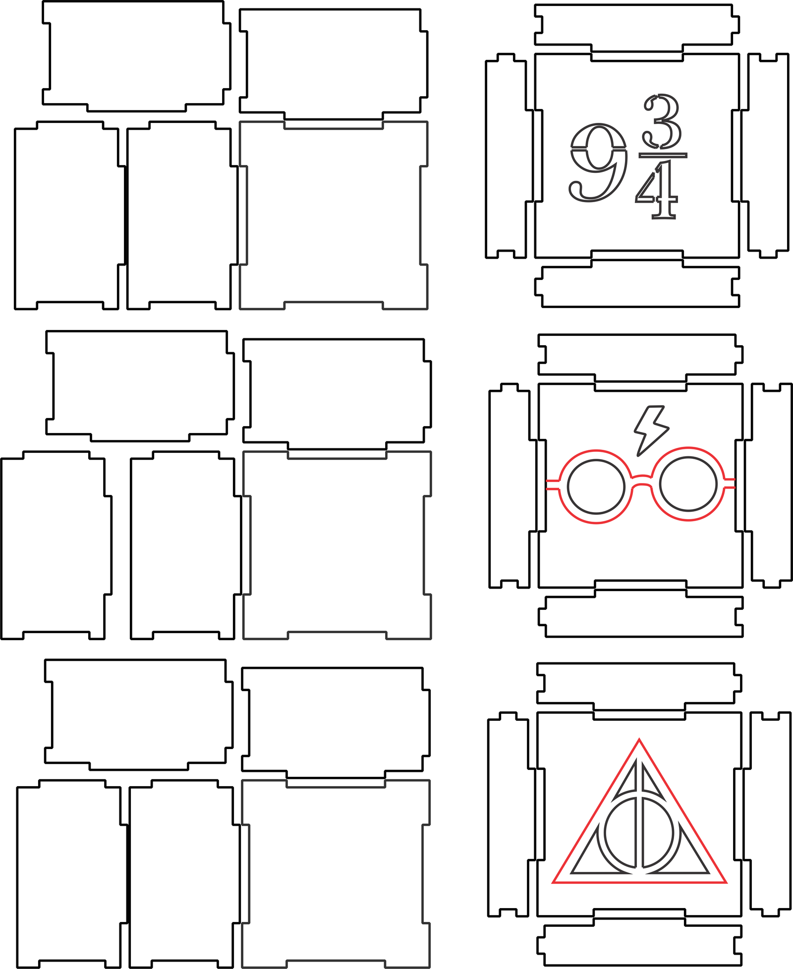 juego de 3 cajas cuadradas