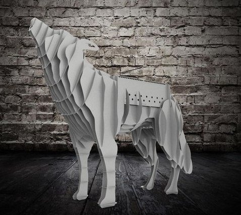 lobo tridimensional aullando