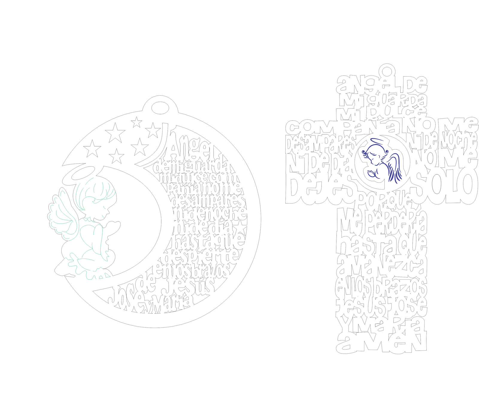 luna y cruz con ángel de la guarda