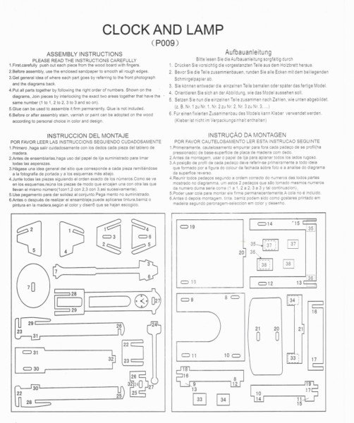 lámpara y reloj miniatura