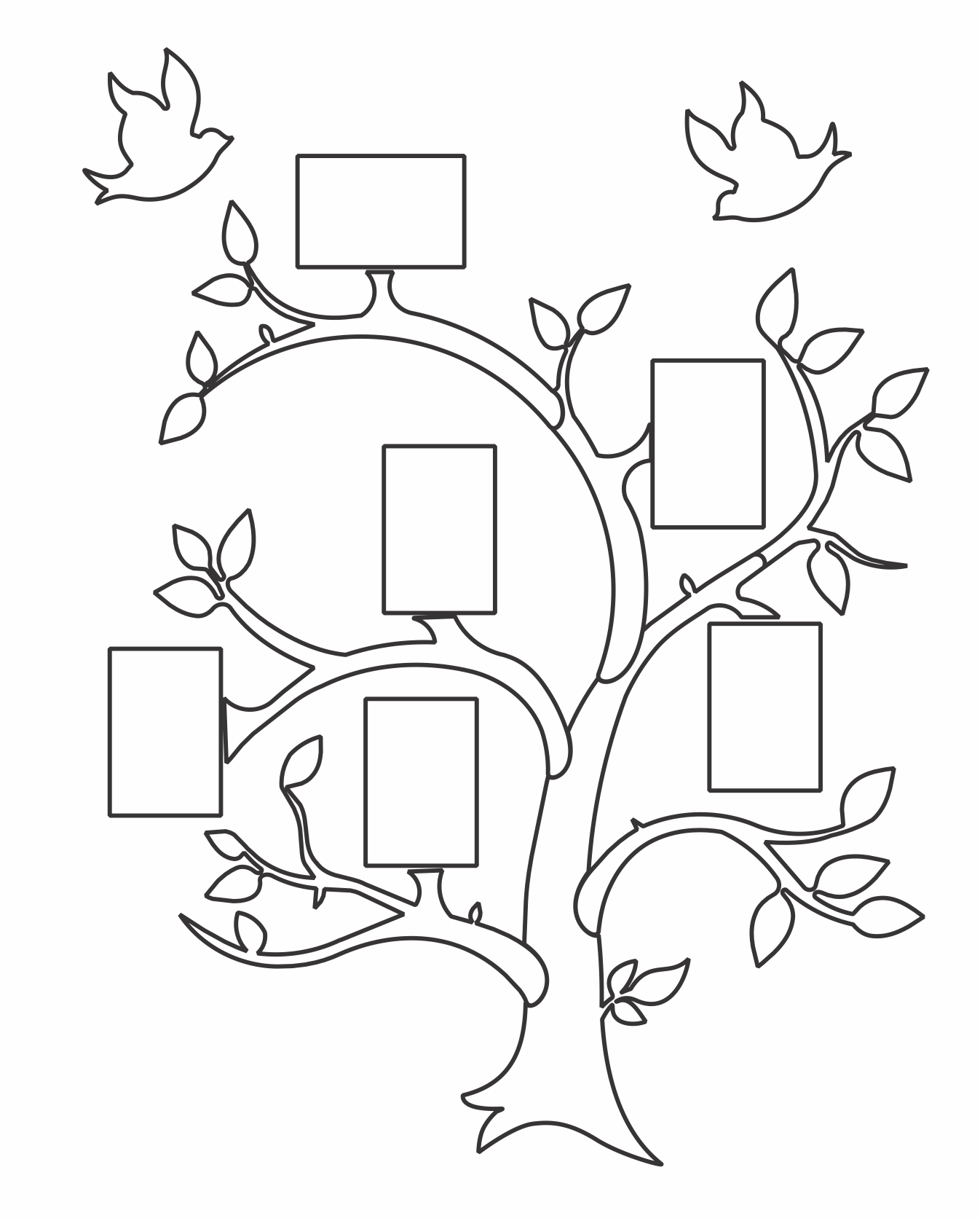 marco de árbol con aves 6 fotos