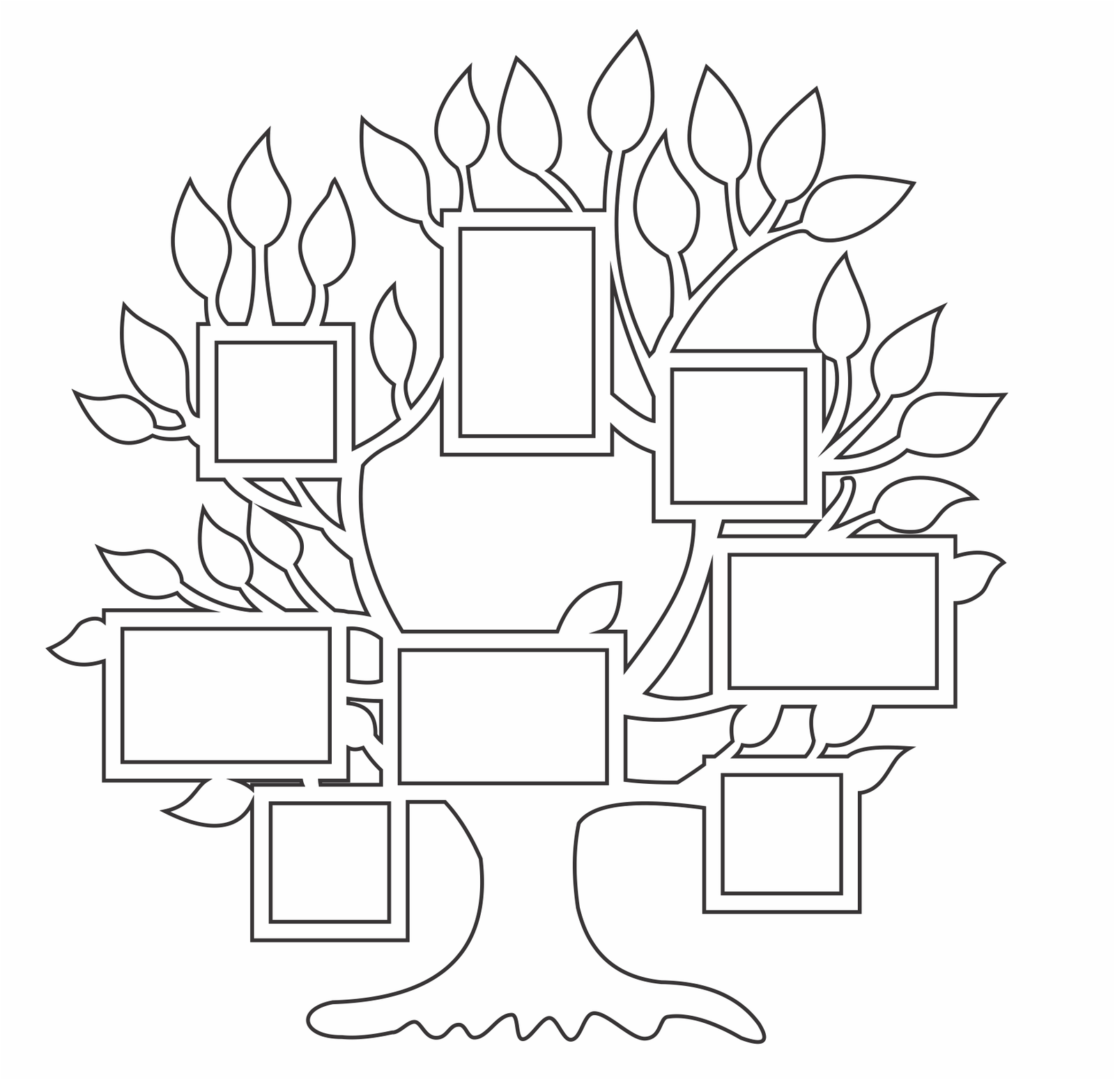 marco árbol con raíces