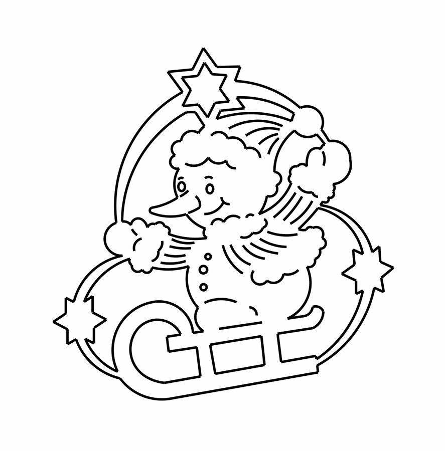 muñeco de nieve en trineo