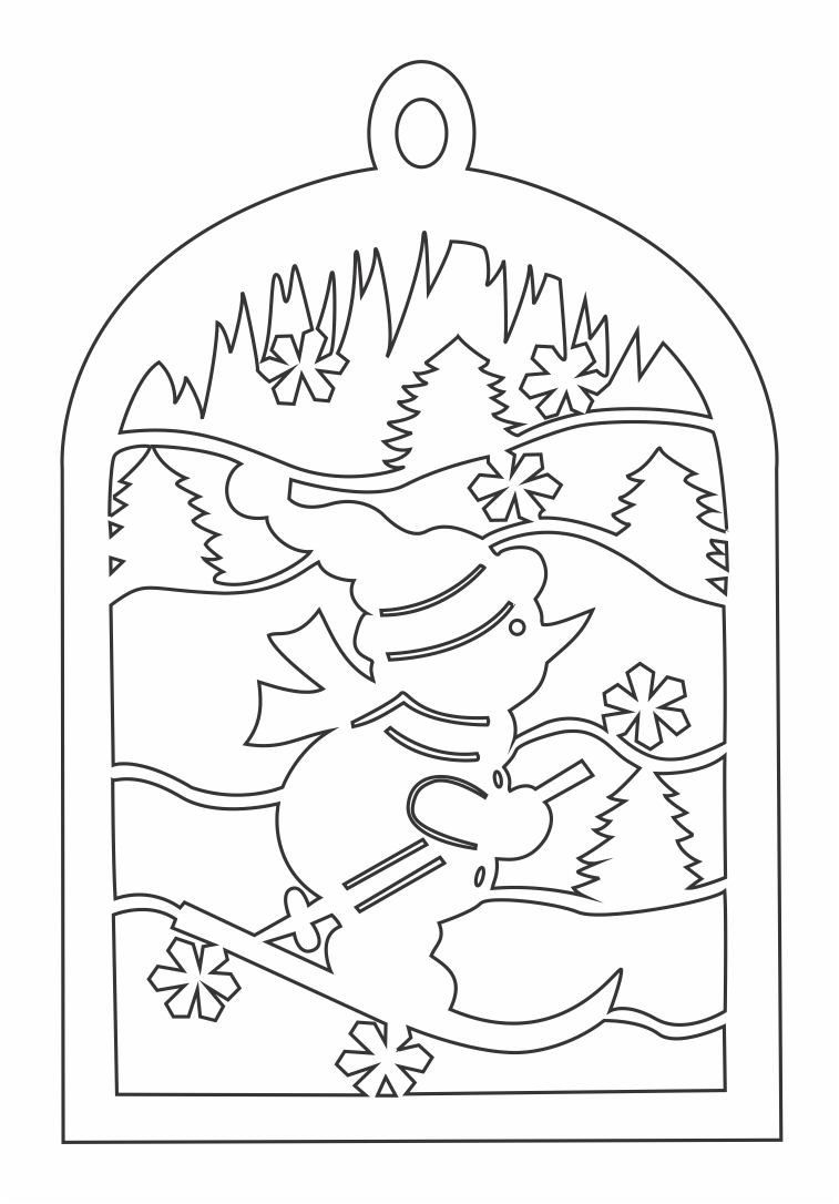 muñeco de nieve esquiando