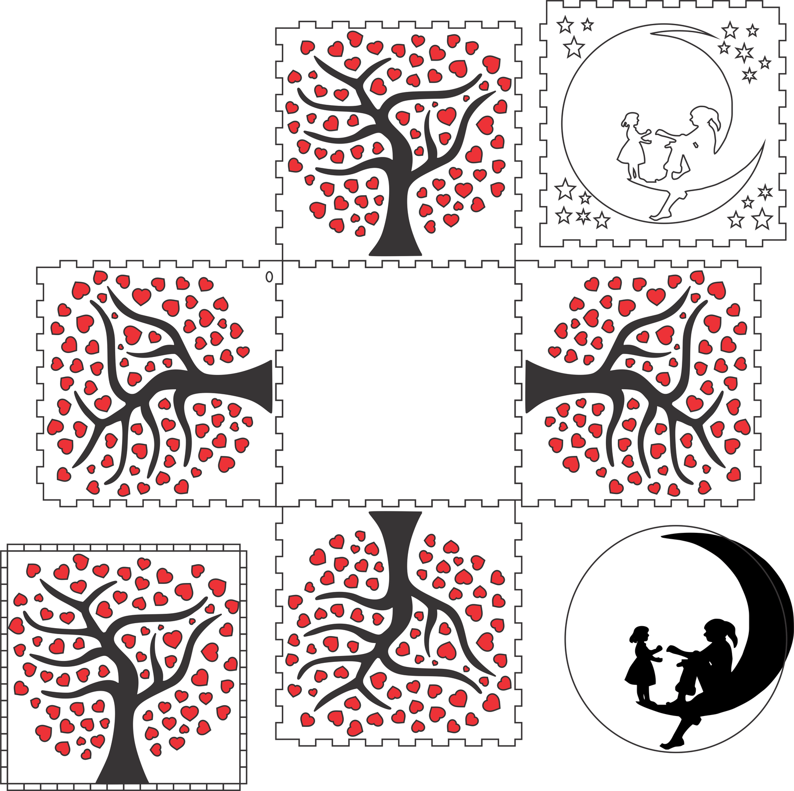 pantalla de lámpara árbol de corazones