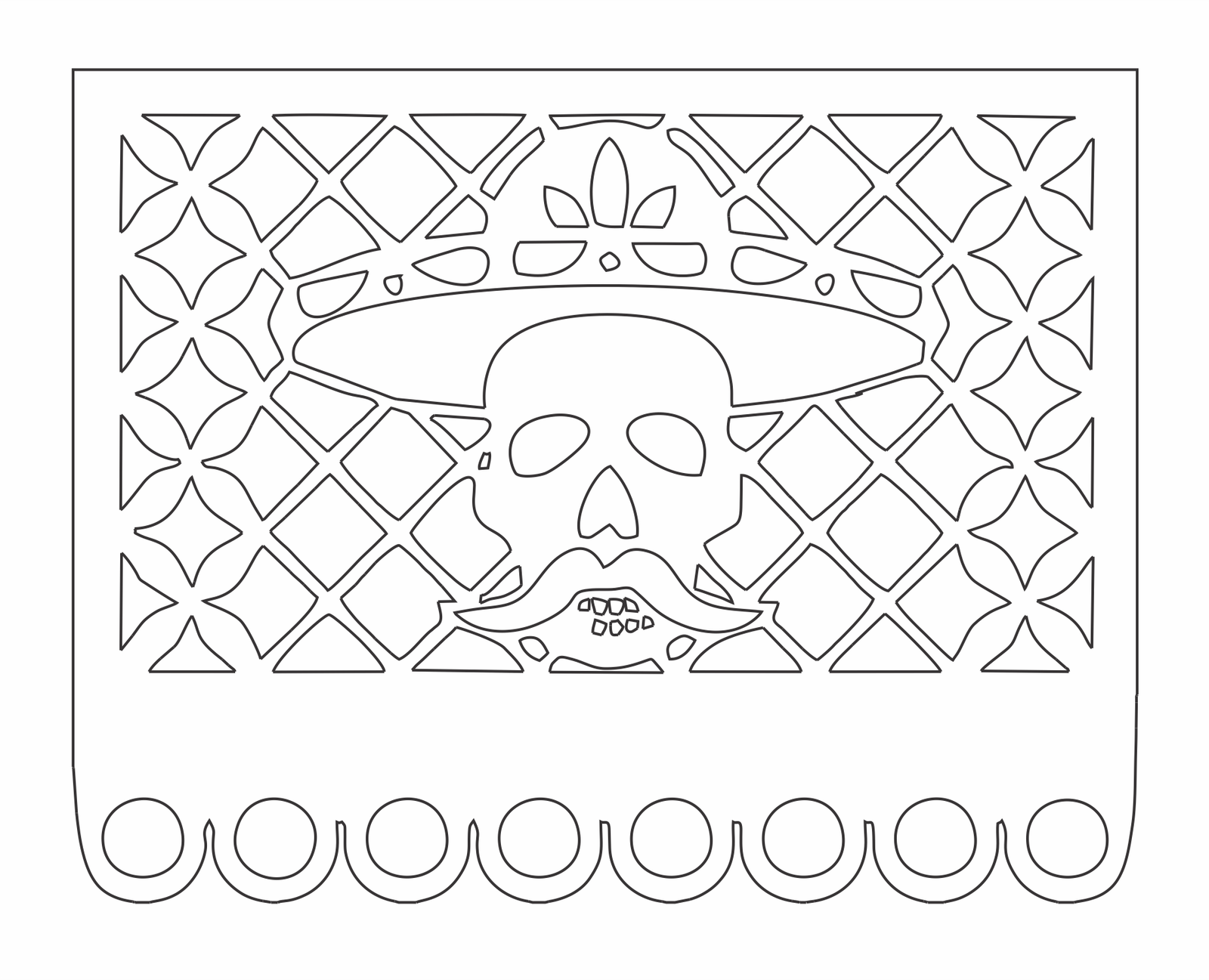papel picado sombrero y bigotes