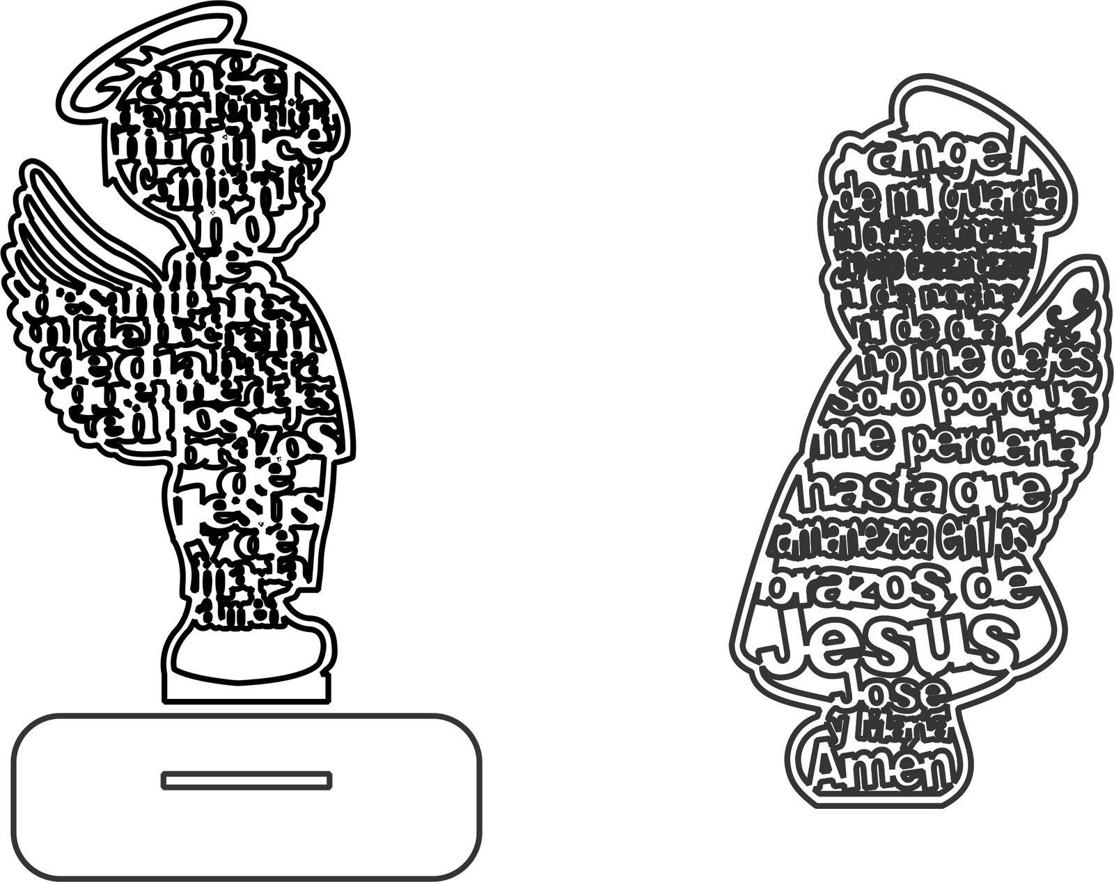 par de ángeles con base