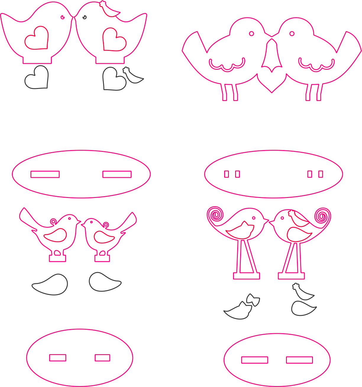 parejas de pájaros con base