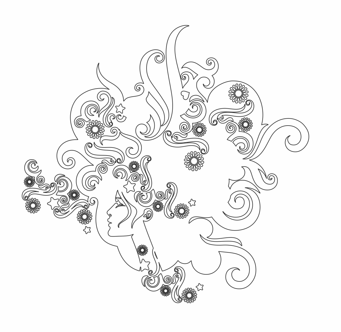 perfil de mujer de cabellera larga