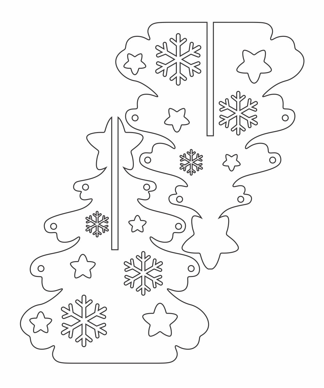 pino 3d copos y estrellas