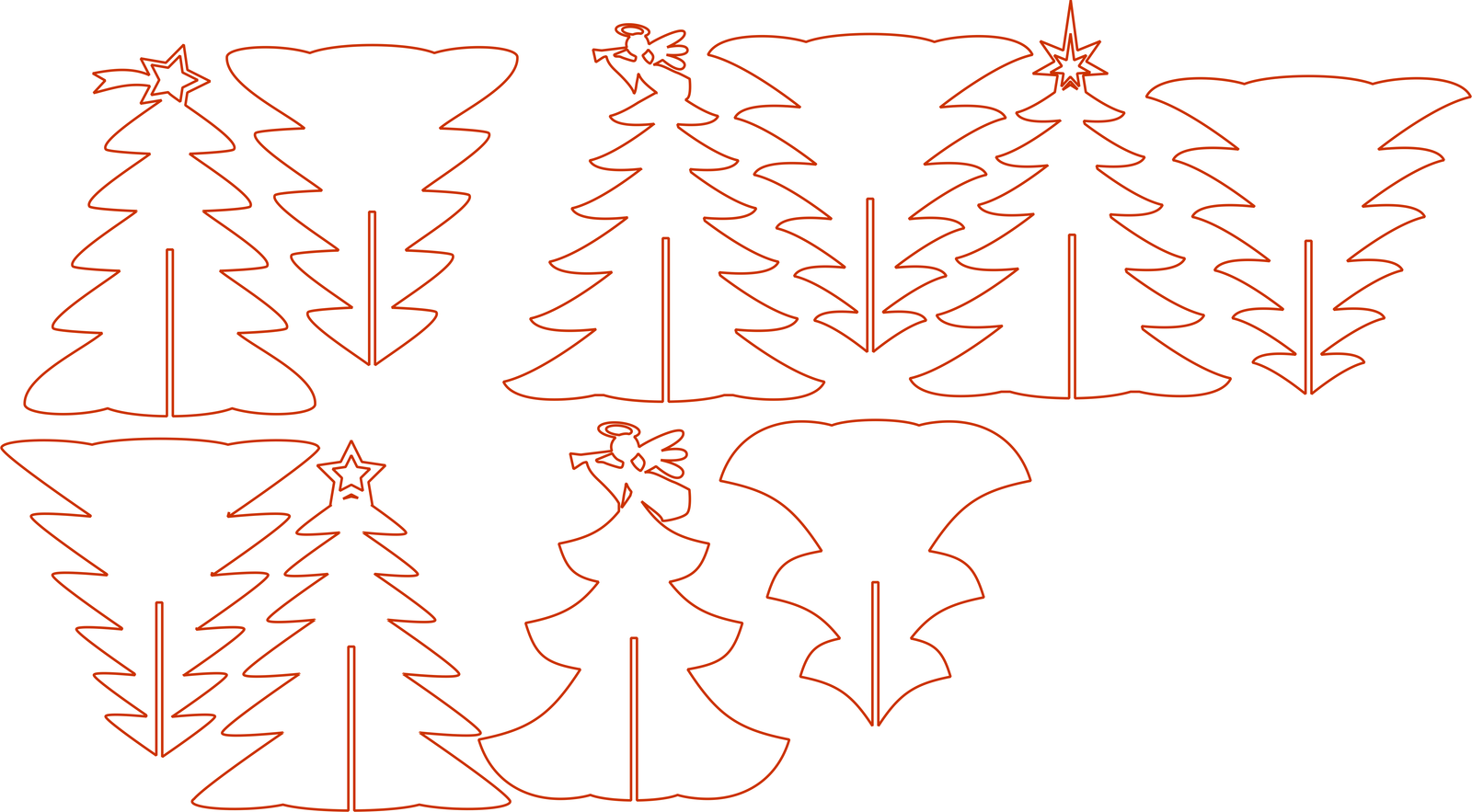 pinos navideños con diferentes puntas