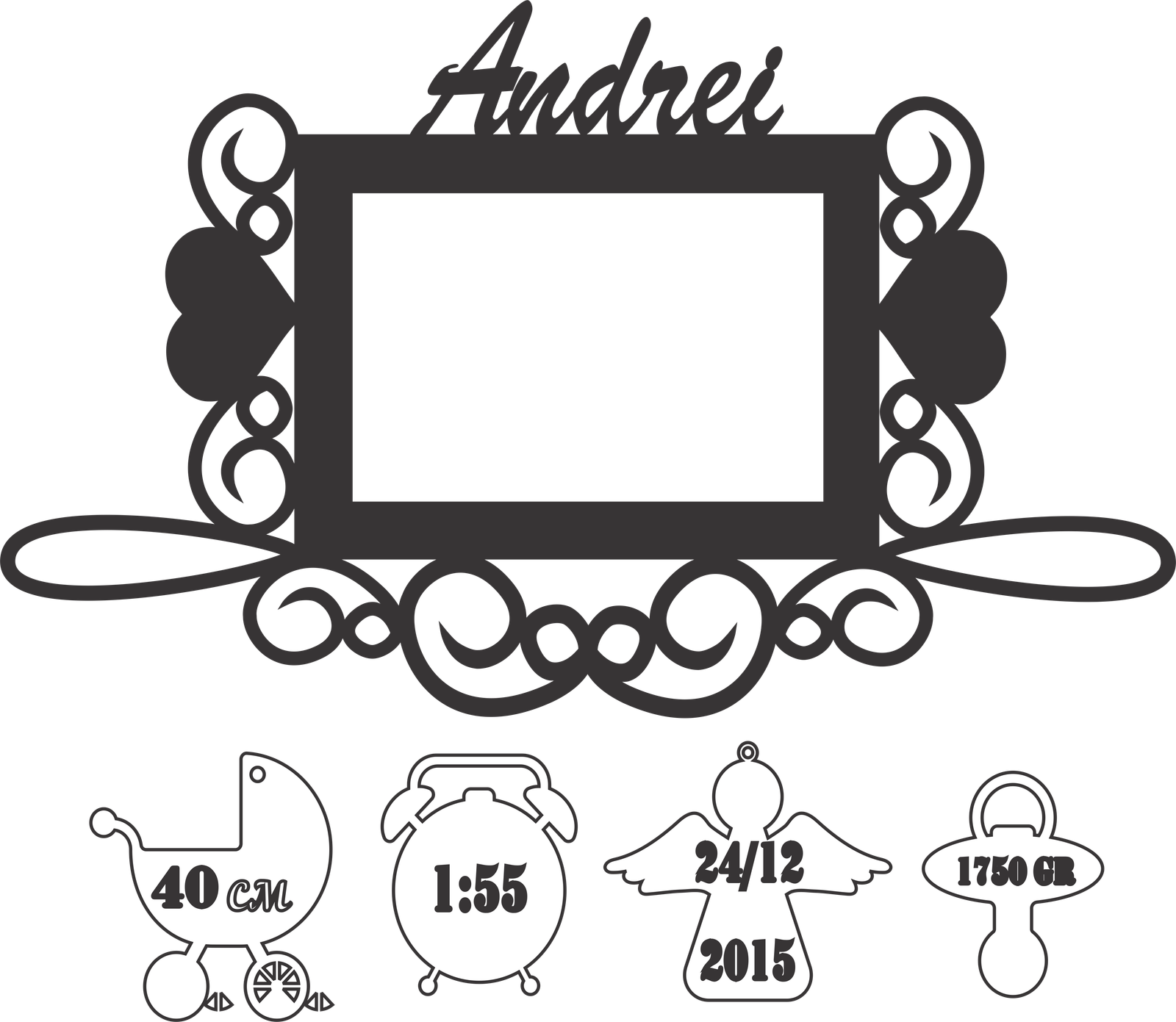 portarretrato con colgantes