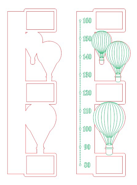regla de altura con portarretratos