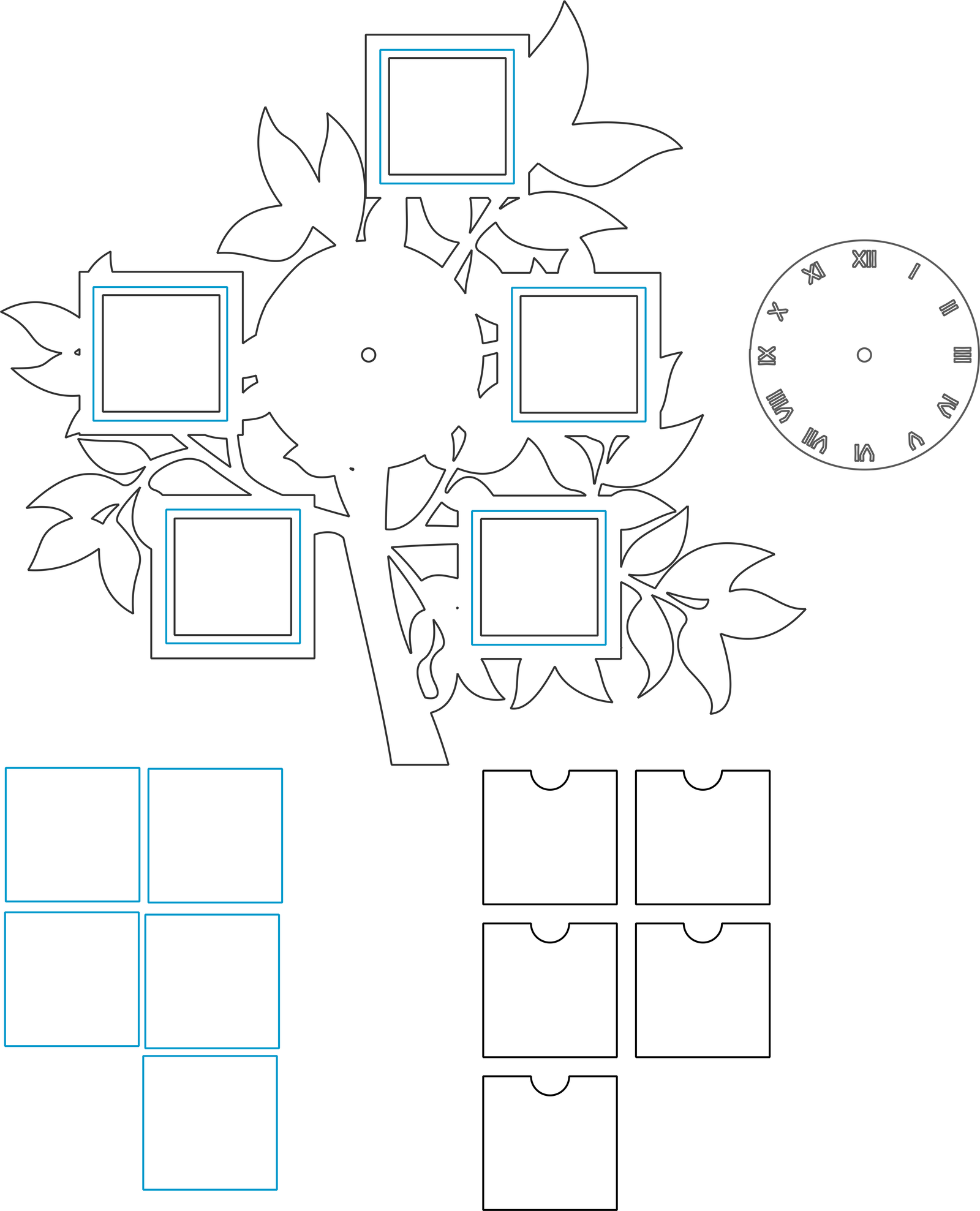 reloj de árbol con portarretratos