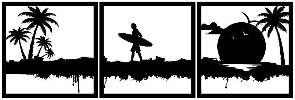 set de cuadros atardecer