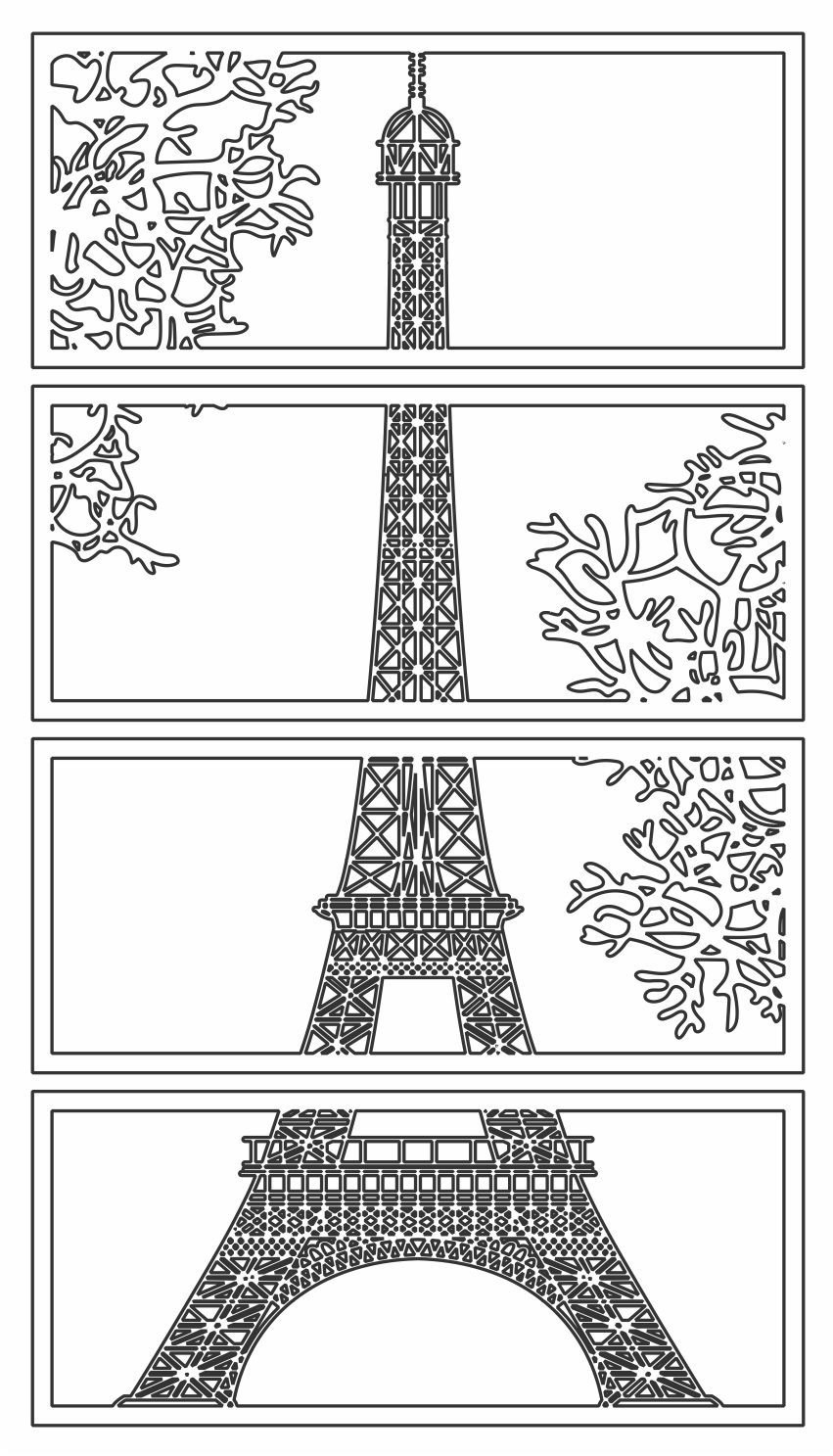 set de cuadros torre eiffel