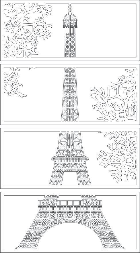 set vertical de cuadros eiffel