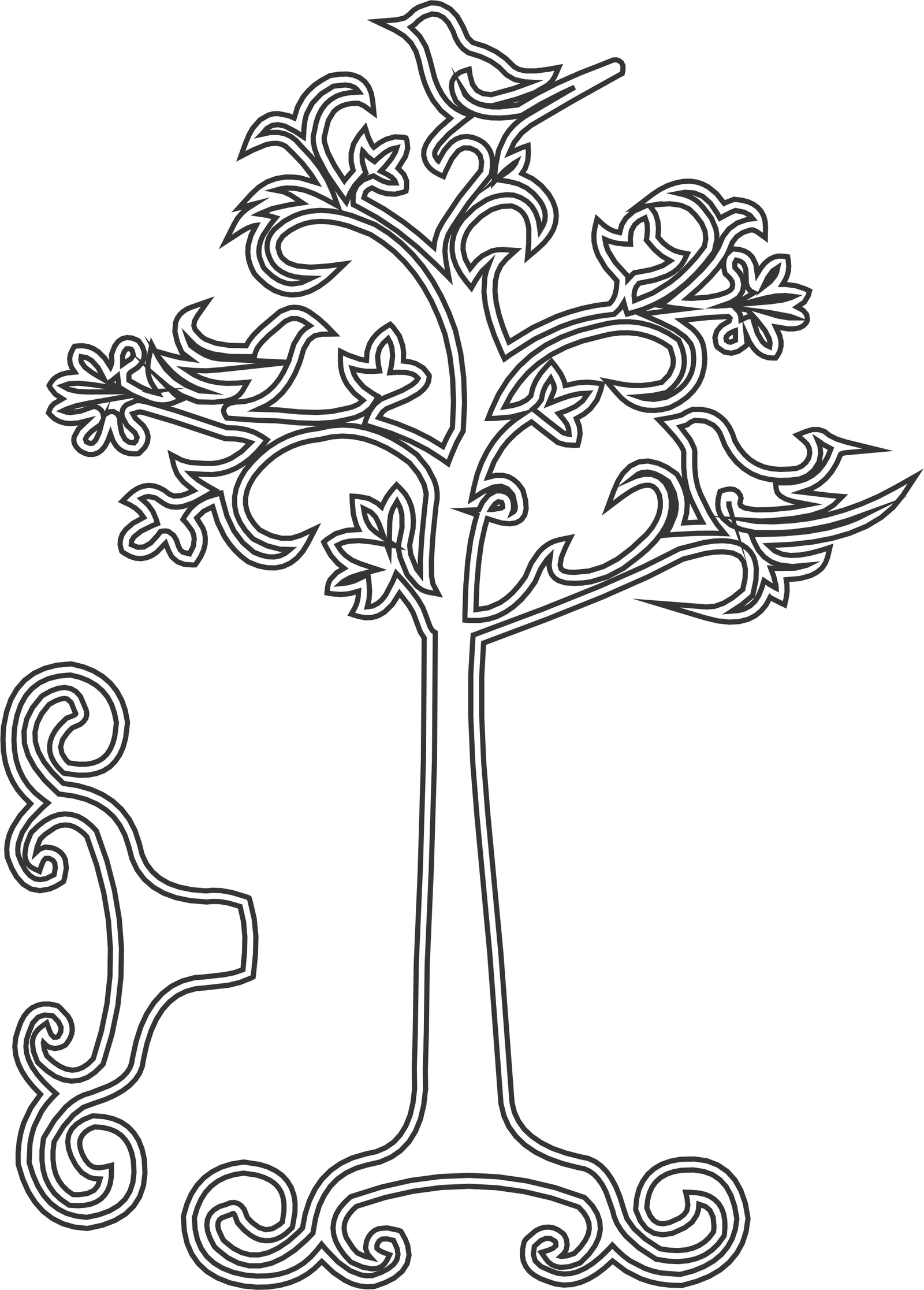 silueta de árbol a doble línea