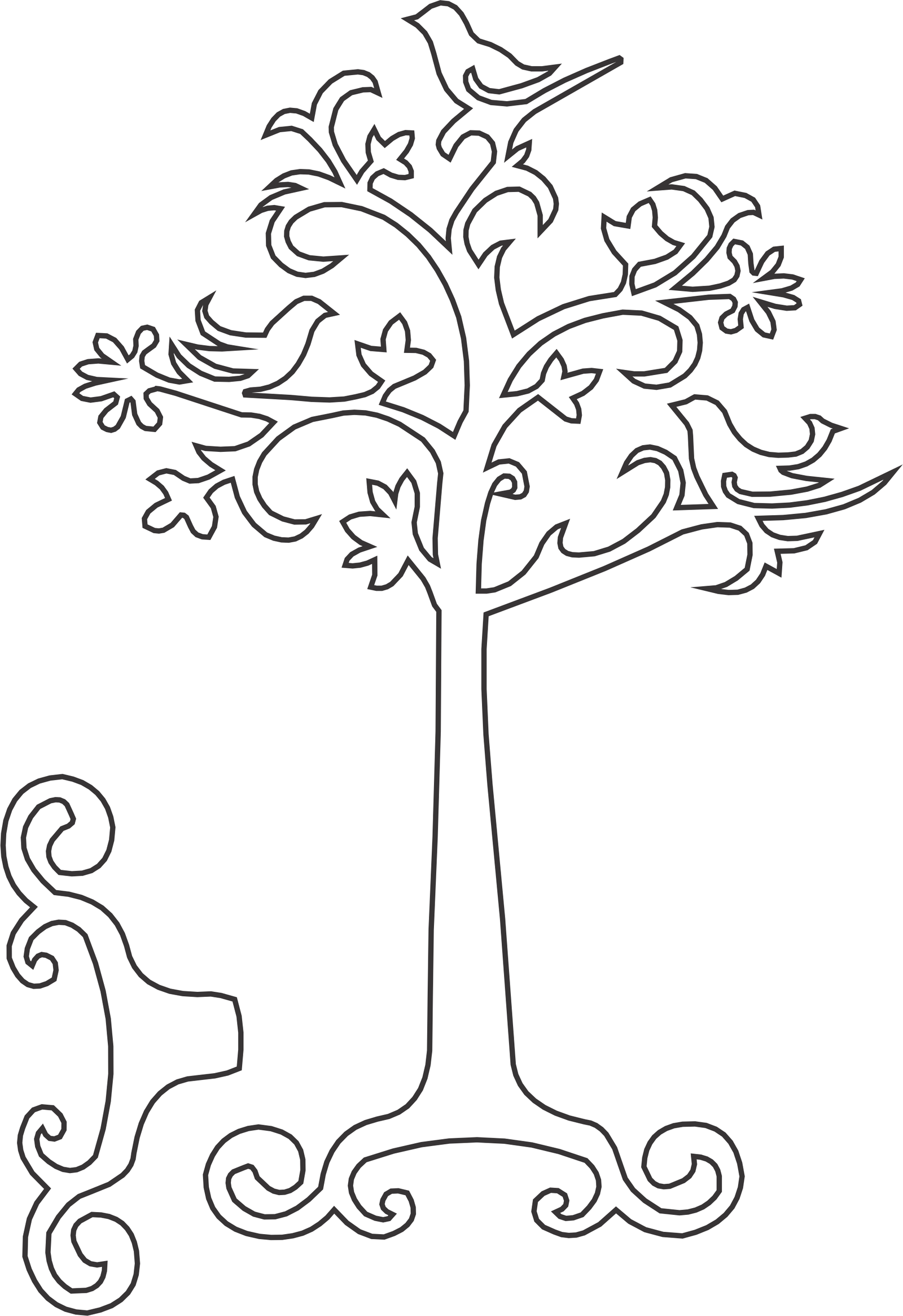 silueta de árbol con aves