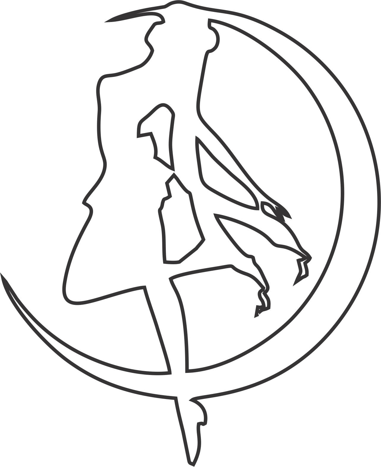 silueta femenina en la luna