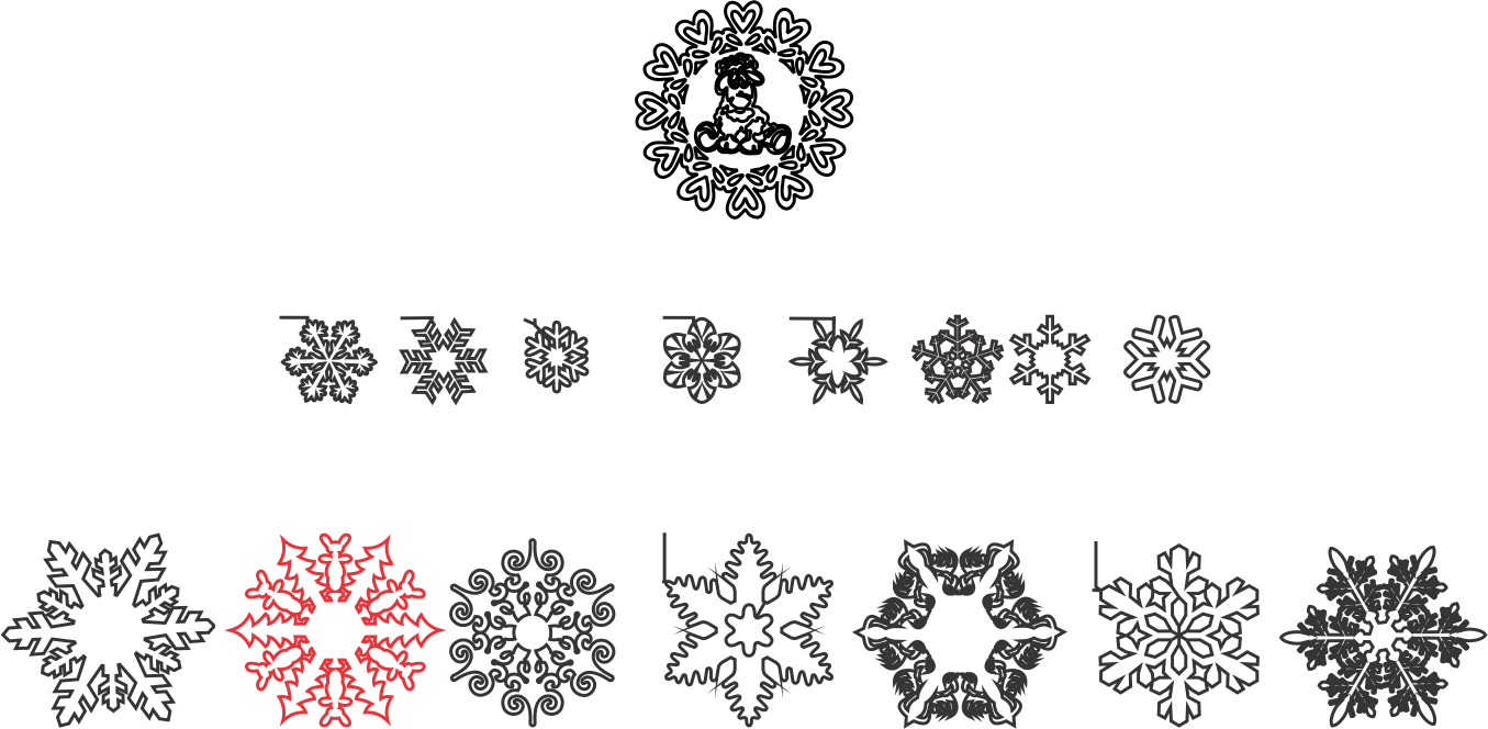 siluetas de copos de nieve