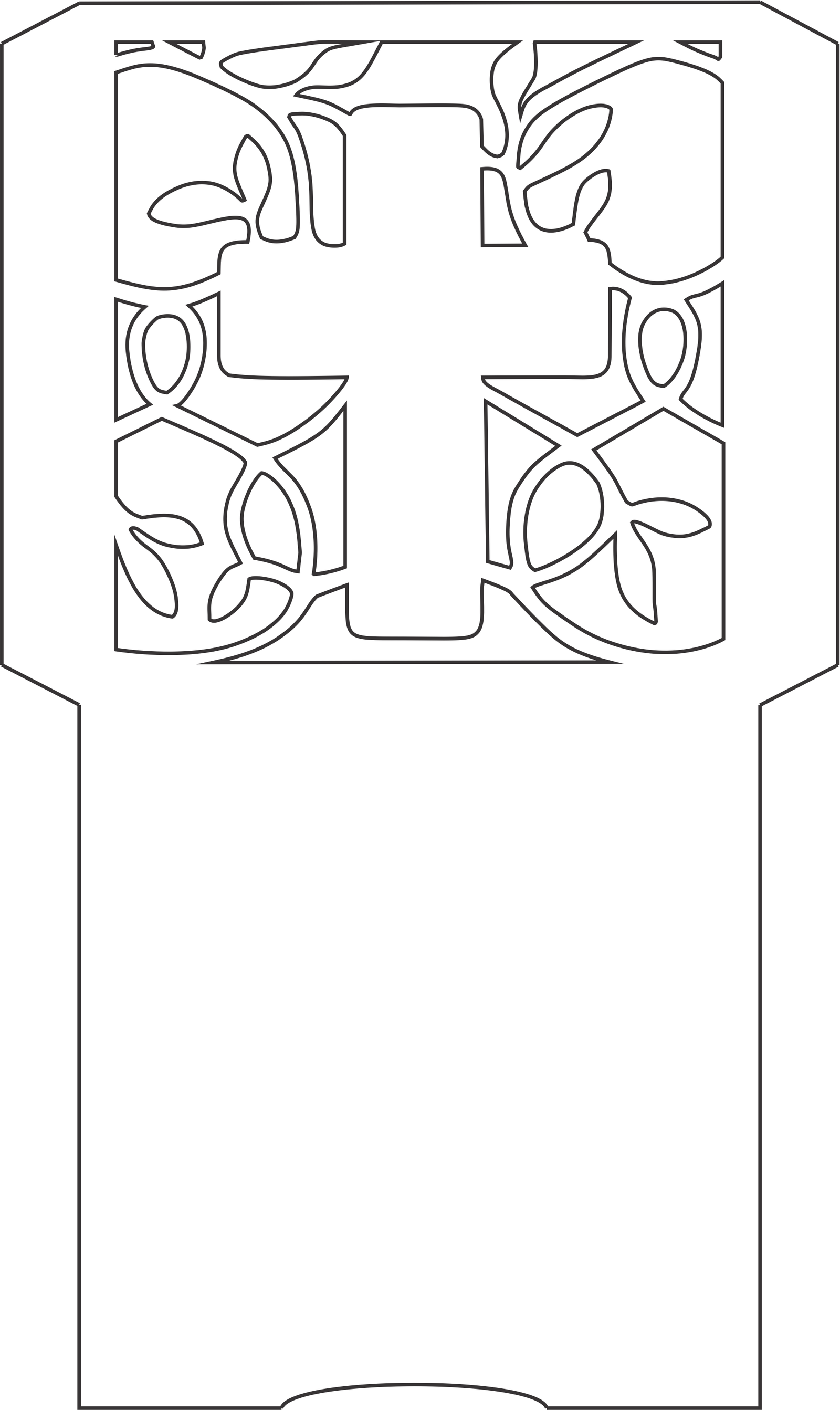 sobre con cruz calada