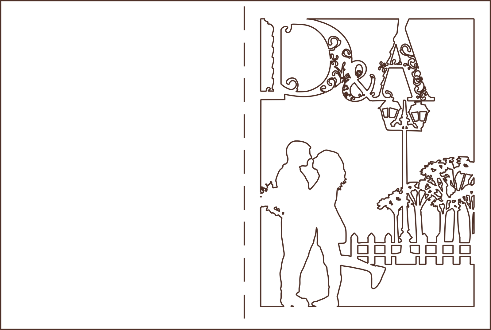 tarjeta enamorados en el parque