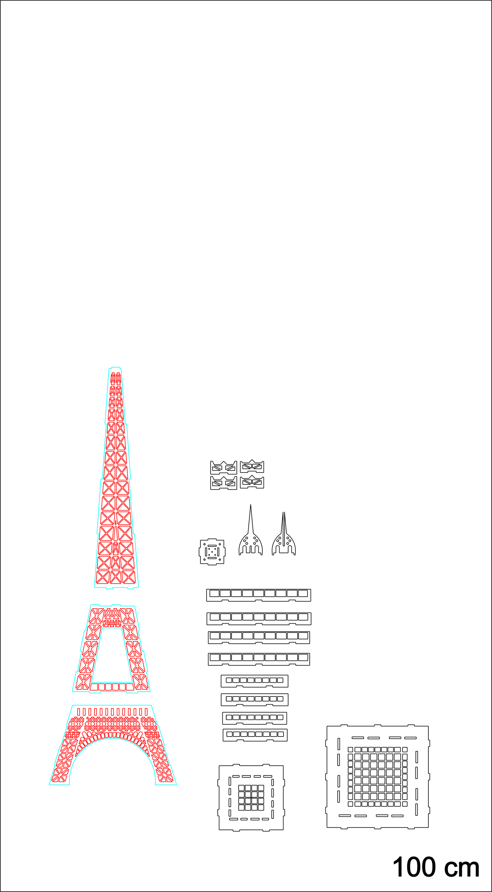 torre eiffel de 100cm