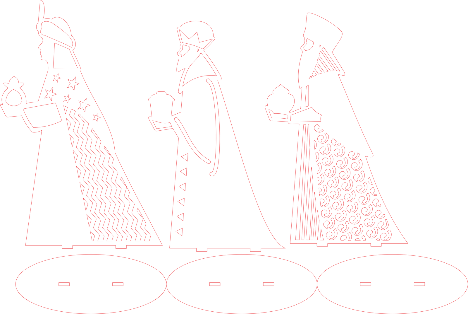 tres reyes magos con base