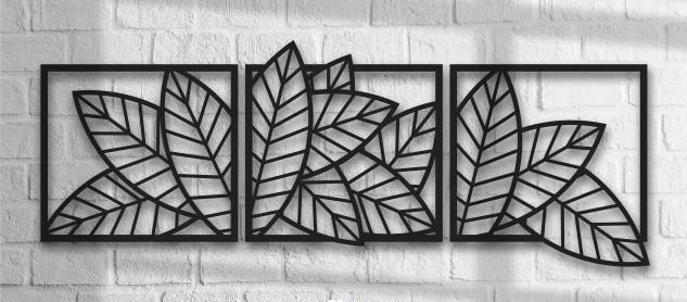trío de cuadros hojas