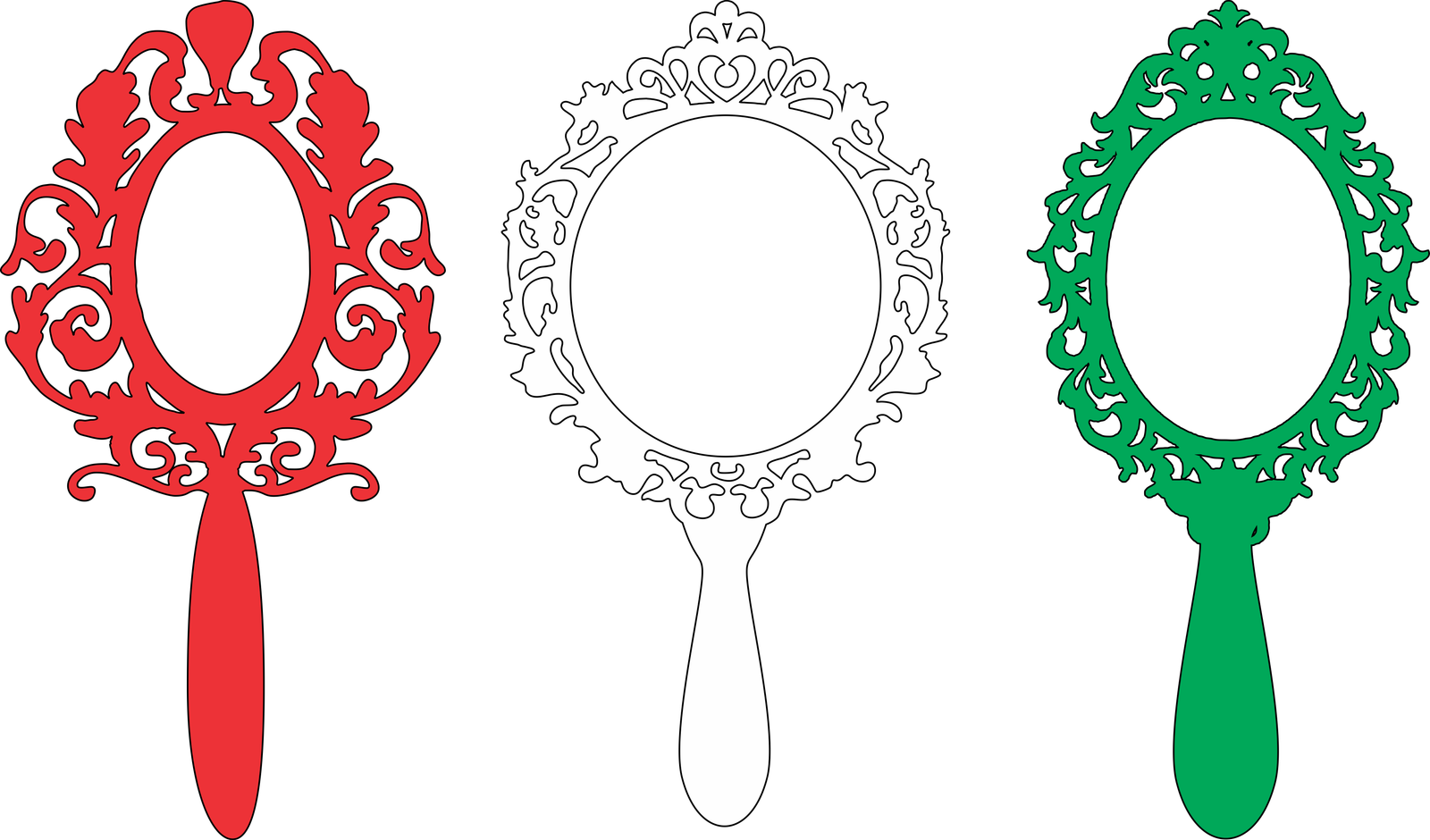 trío de espejos de mano