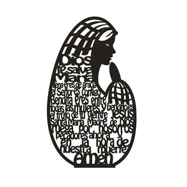 virgen de perfil con oración