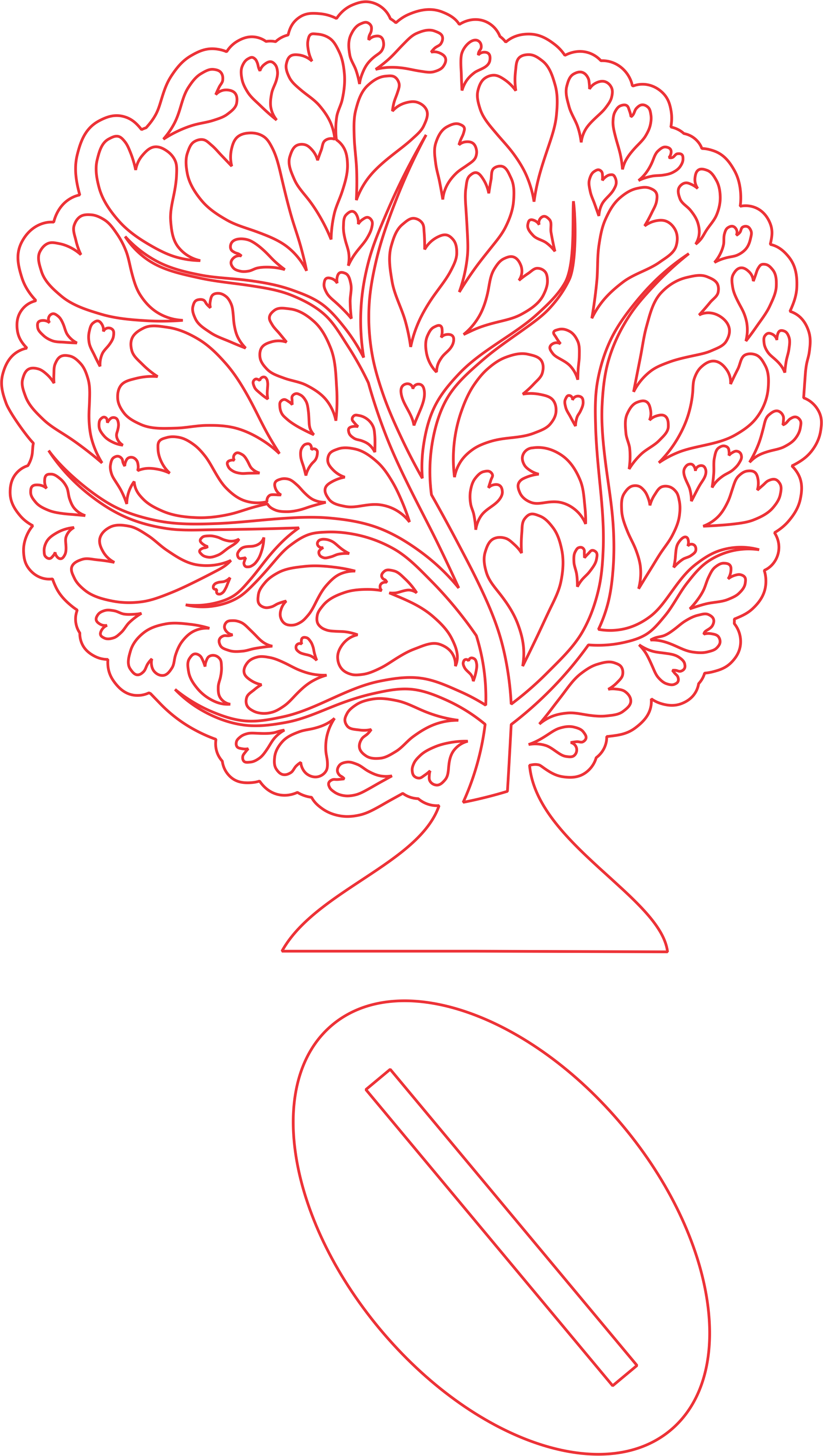 árbol circular de corazones