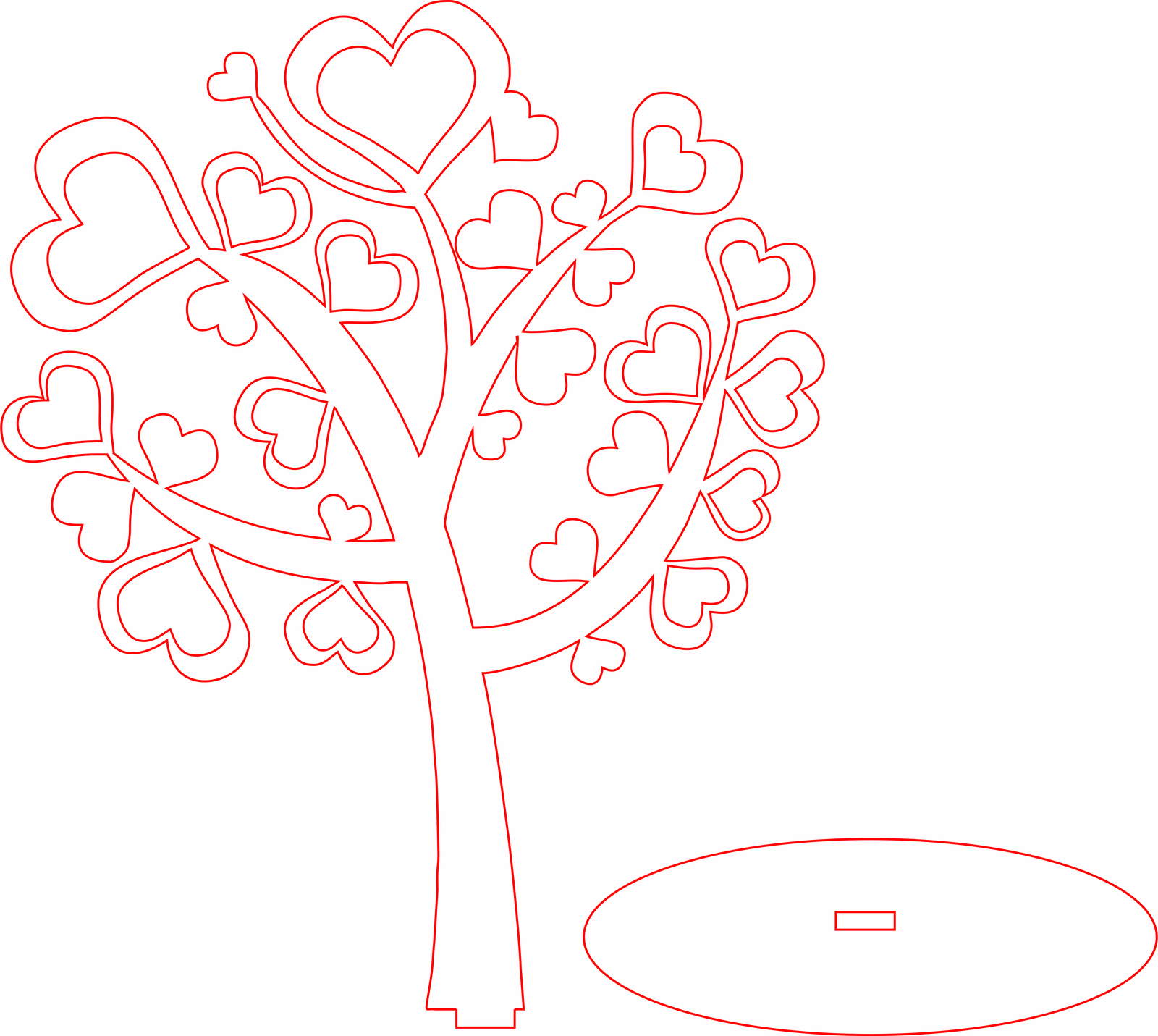árbol con copa de corazones