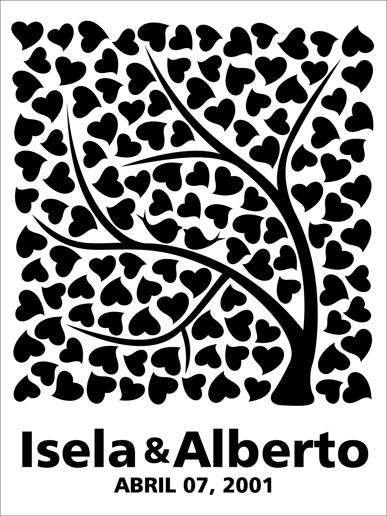 árbol con corazones cuadro