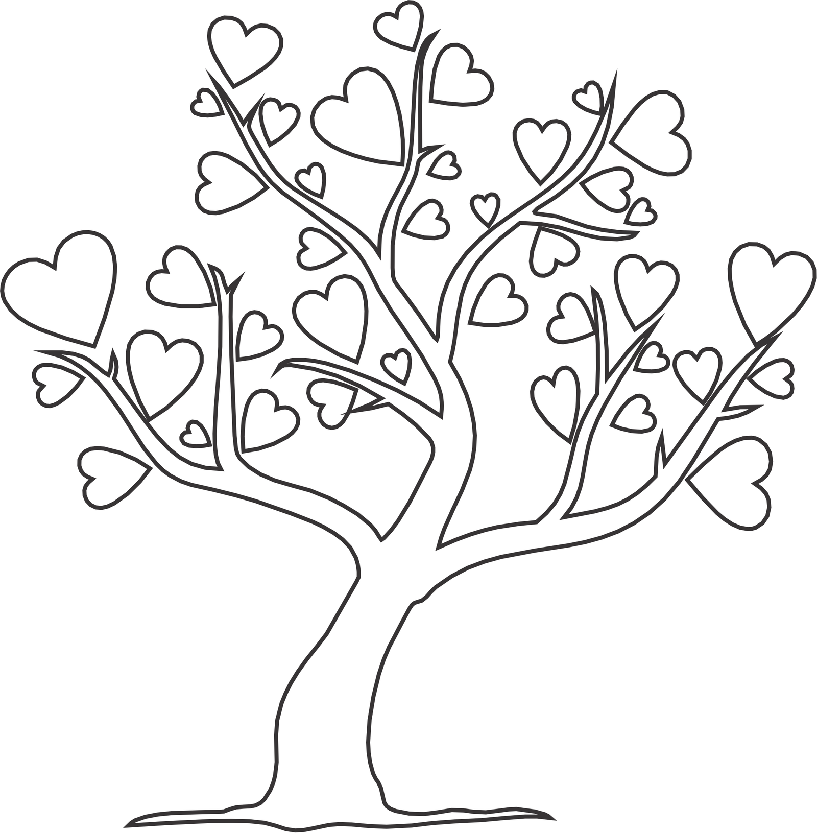 árbol con hojas de corazón