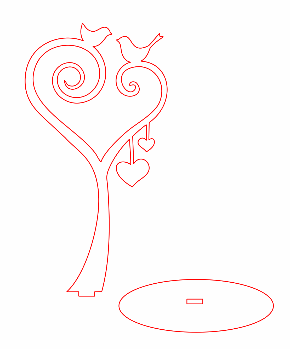 árbol copa de corazones