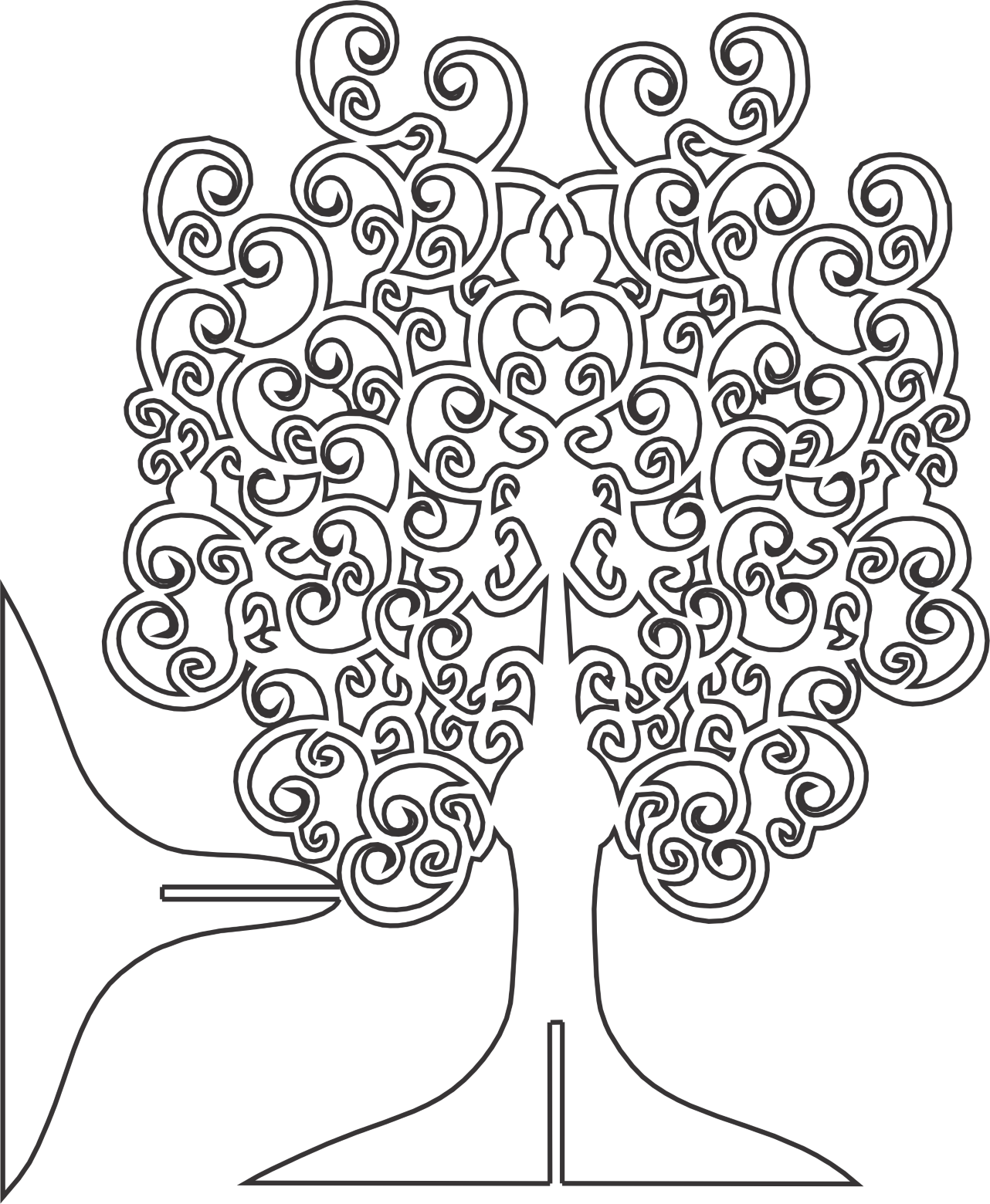 árbol de copa de espirales con base