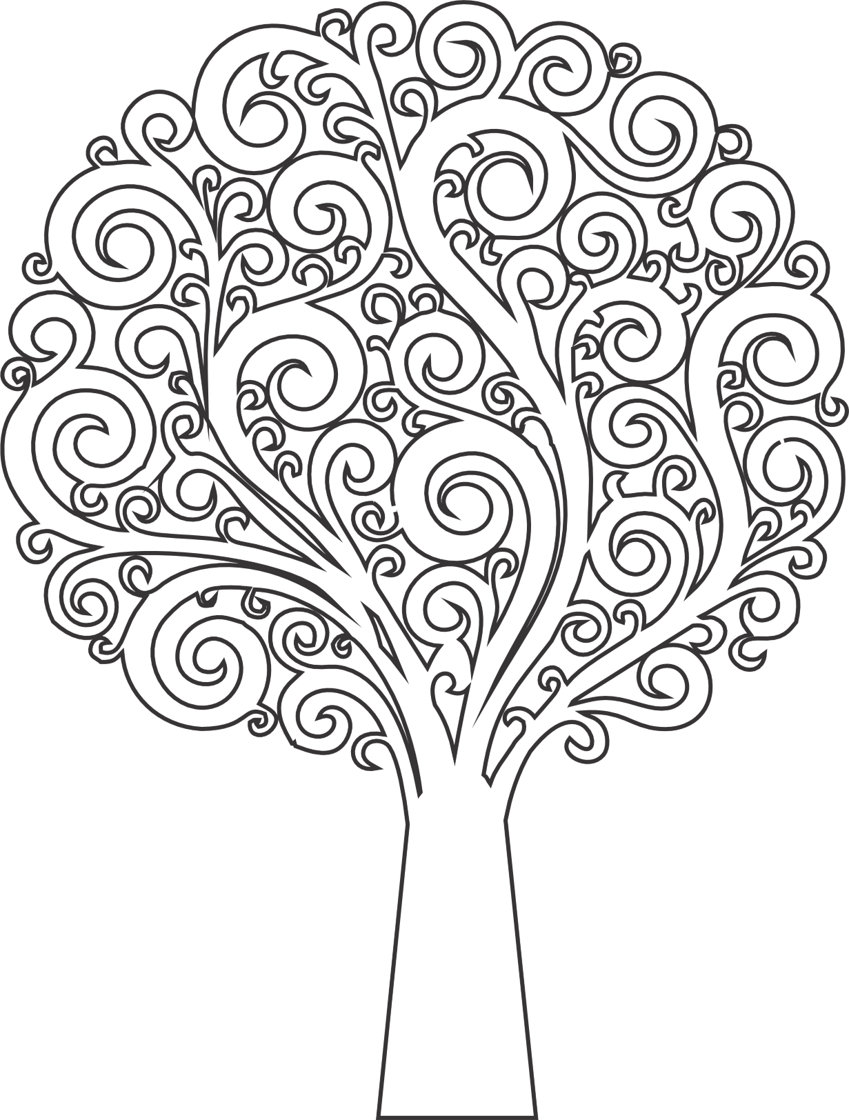 árbol de copa redonda de espirales
