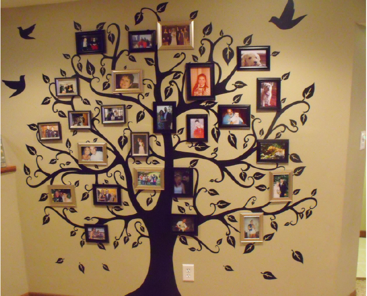 árbol de pared con aves