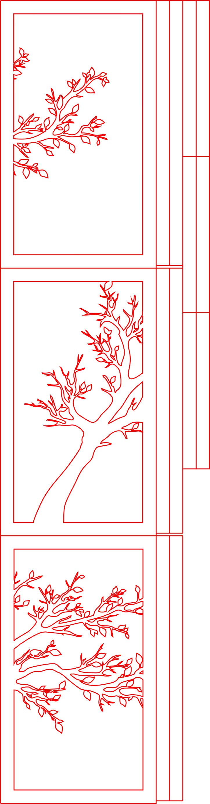 árbol en tres cuadros