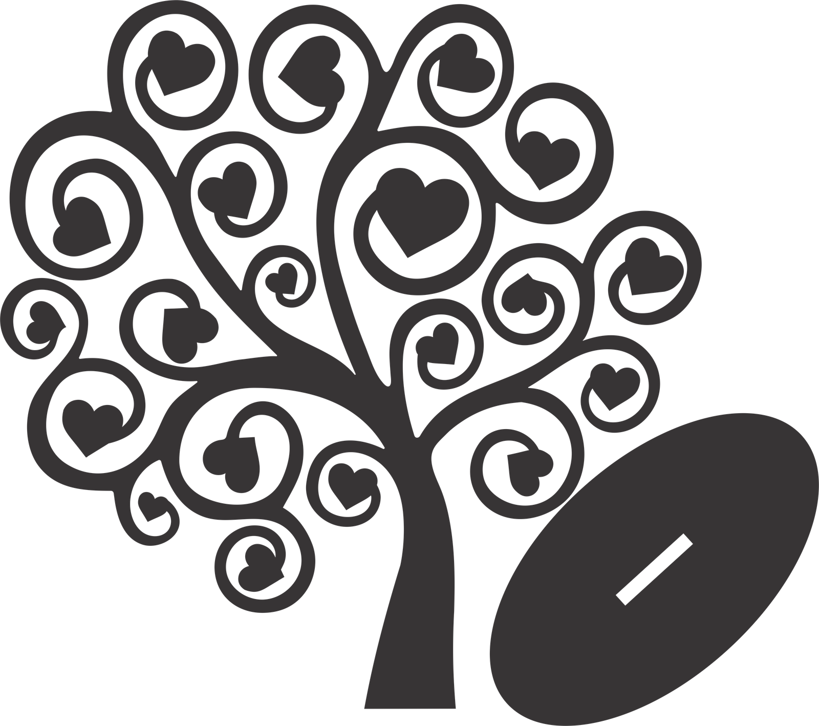 árbol espirales y corazones