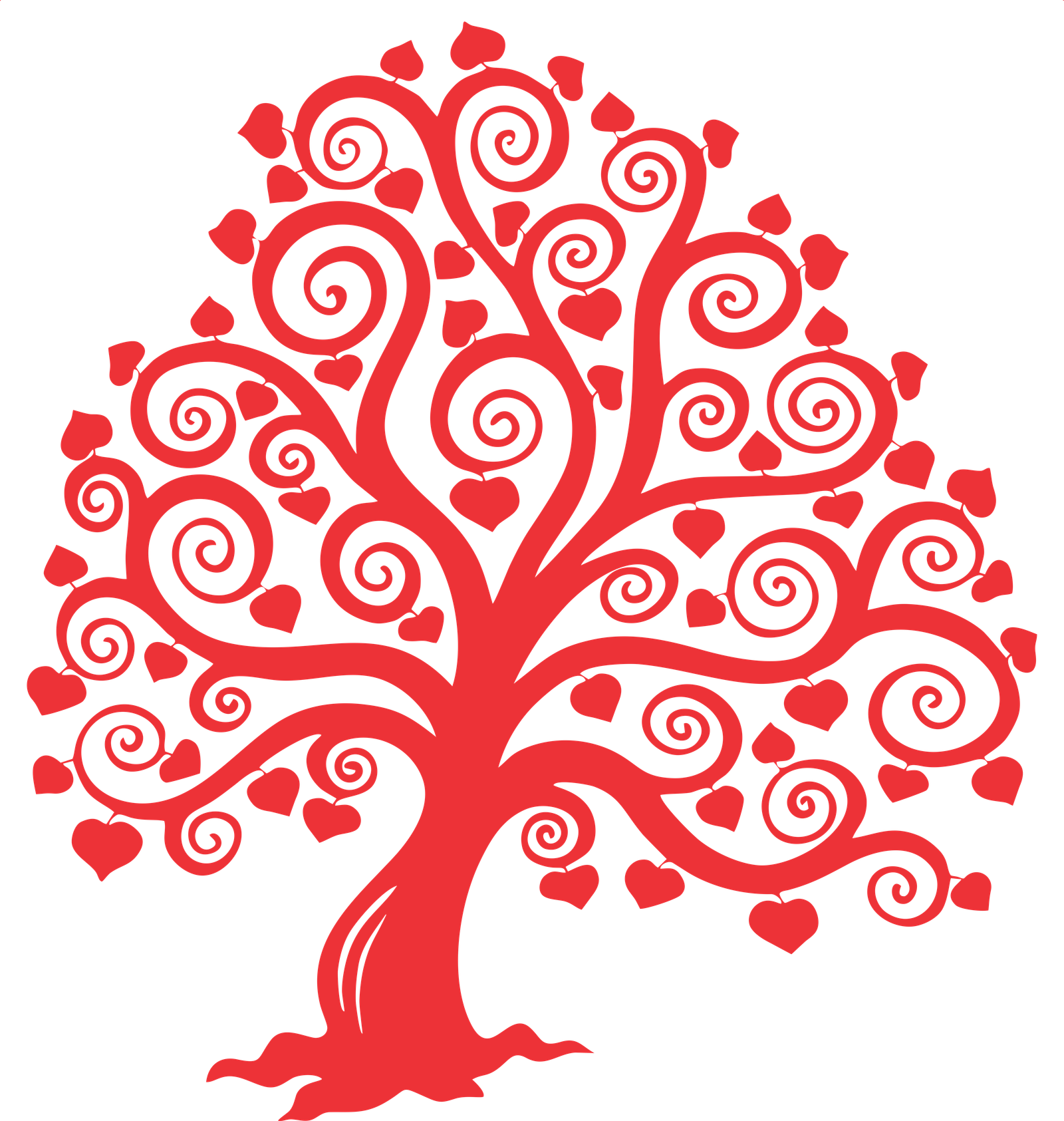 árbol hojas y espirales